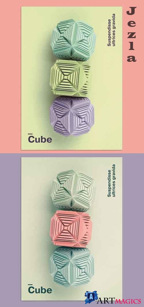 3D Cubes Art Poster Layout 375927576