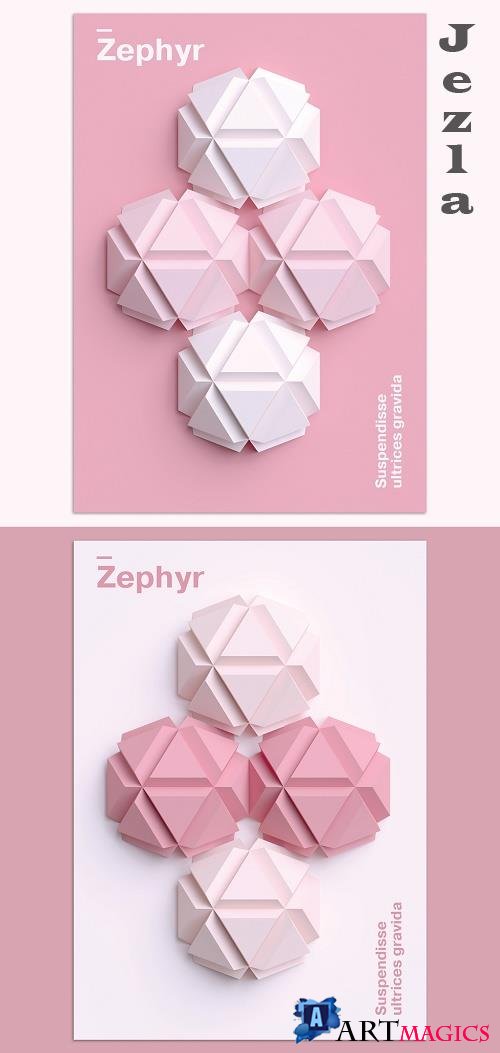 Minimal 3D Poster Design Layout with Geometric Shapes Art 377384568
