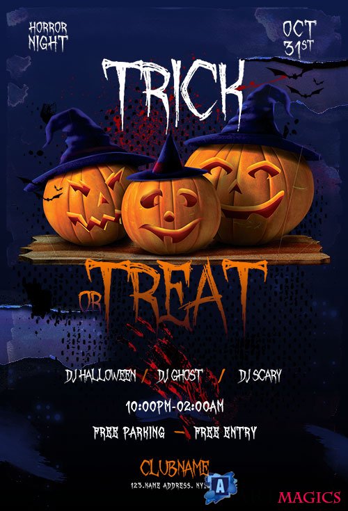 Trick or Treat Halloween Flyer Template PSD