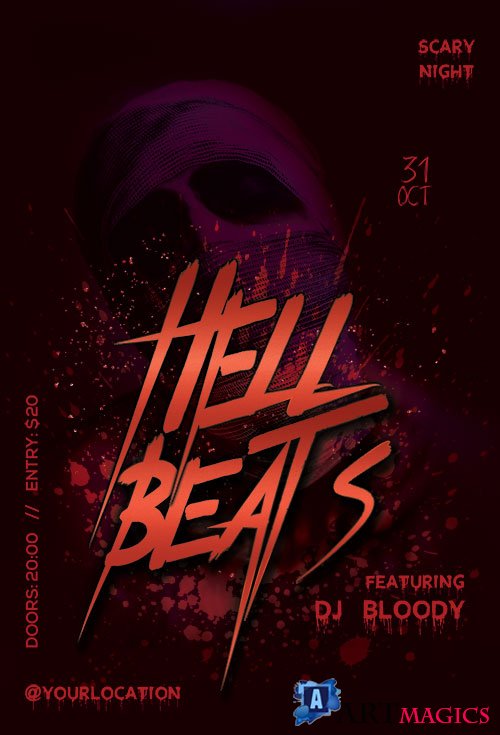 Hell Beats psd flyer template