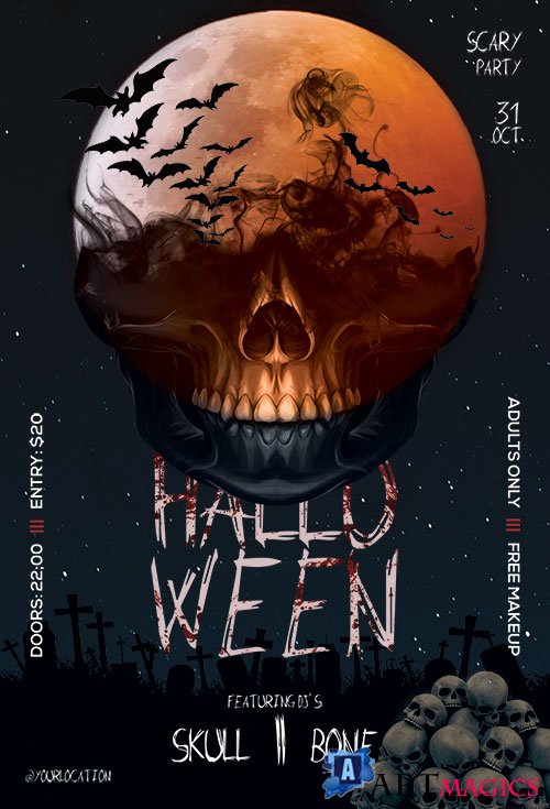 Halloween Party psd flyer template