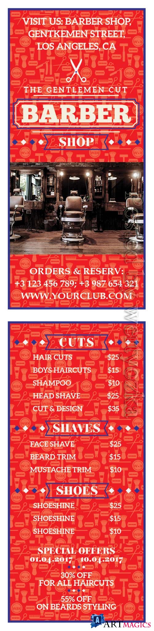 Barber shop psd flyer template