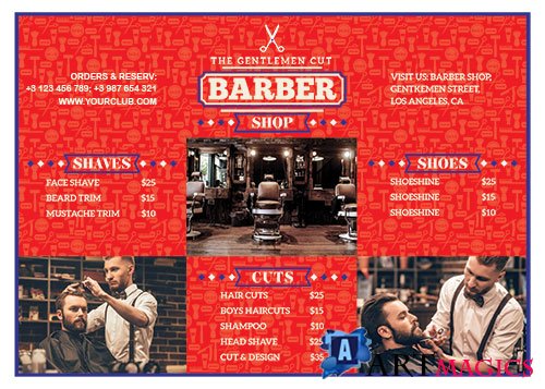 Barber shop flyer psd template vol2