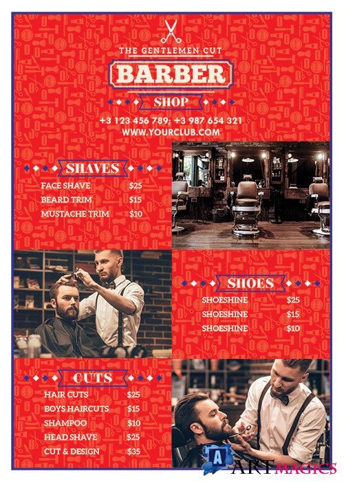 Barber shop flyer psd template