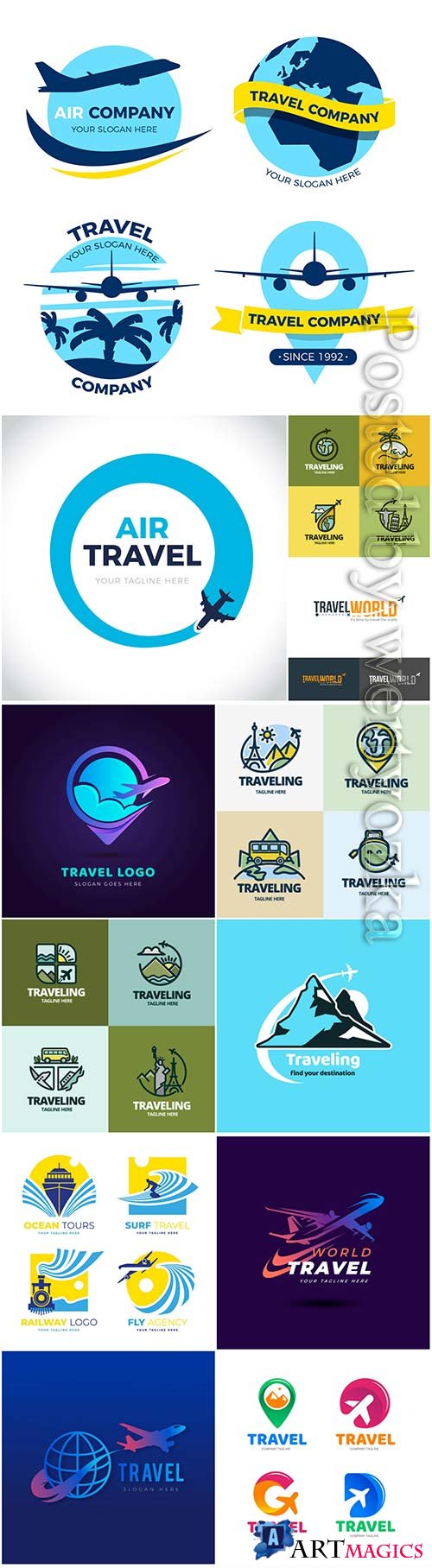 Travel and vacation logos in vector