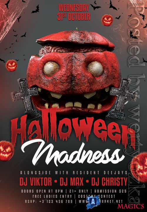 Halloween madness flyer psd
