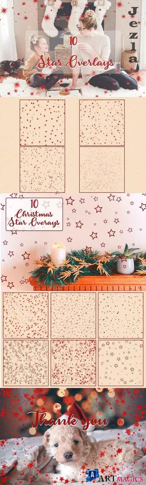 Christmas Star Photo Overlays | Red Metallic Star Overlays - 919767