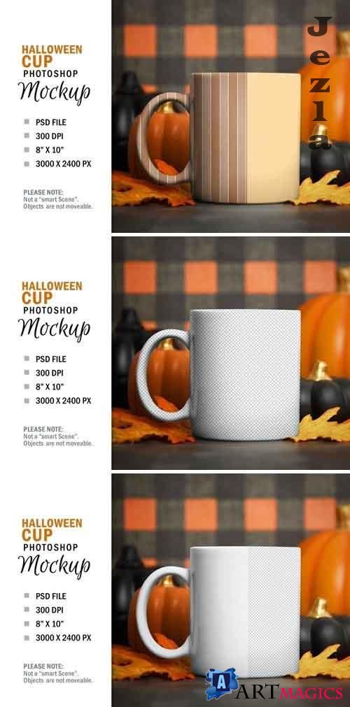 Halloween Coffee Glass Cup Mockup Smart Object