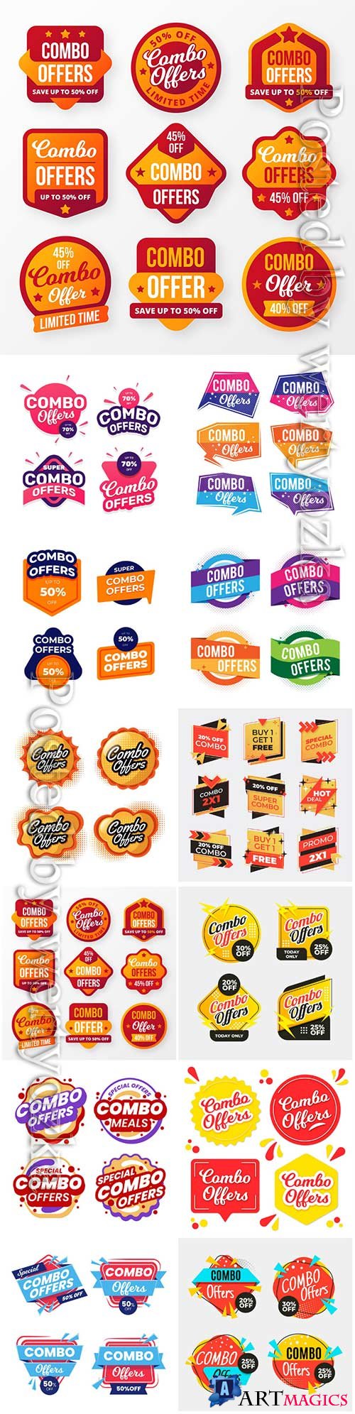 Combo offers labels vector collection