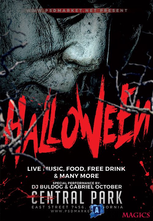 Halloween party night flyer psd