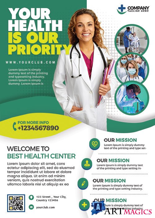 Hospital and Medical Clinic Flyer PSD