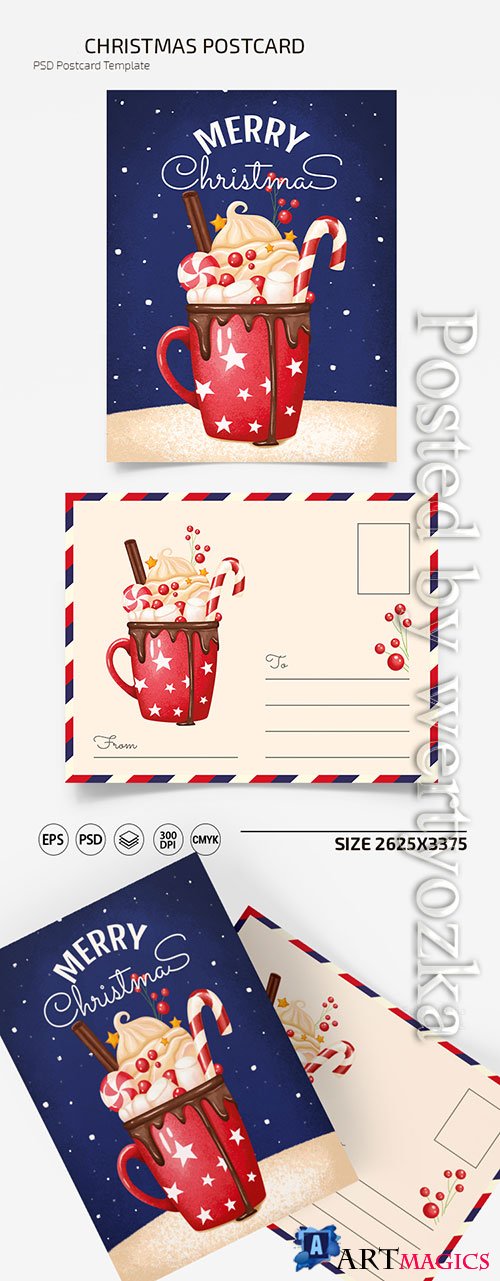 CHRISTMAS POSTCARD TEMPLATES IN PSD + EPS