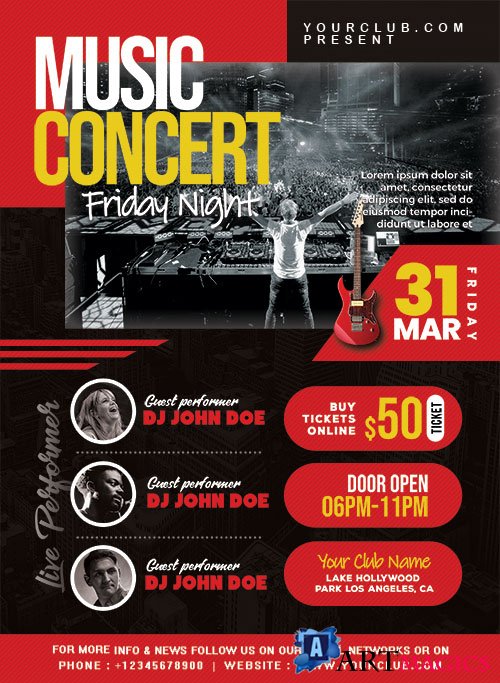 Live Music Concert Event Flyer PSD