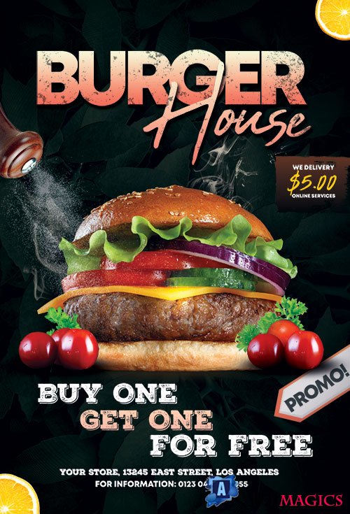Burger House Flyer  PSD Templates