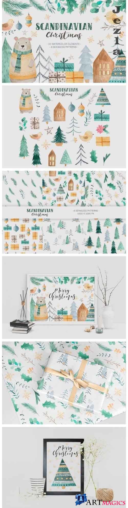Scandinavian Watercolor Christmas - 2031626