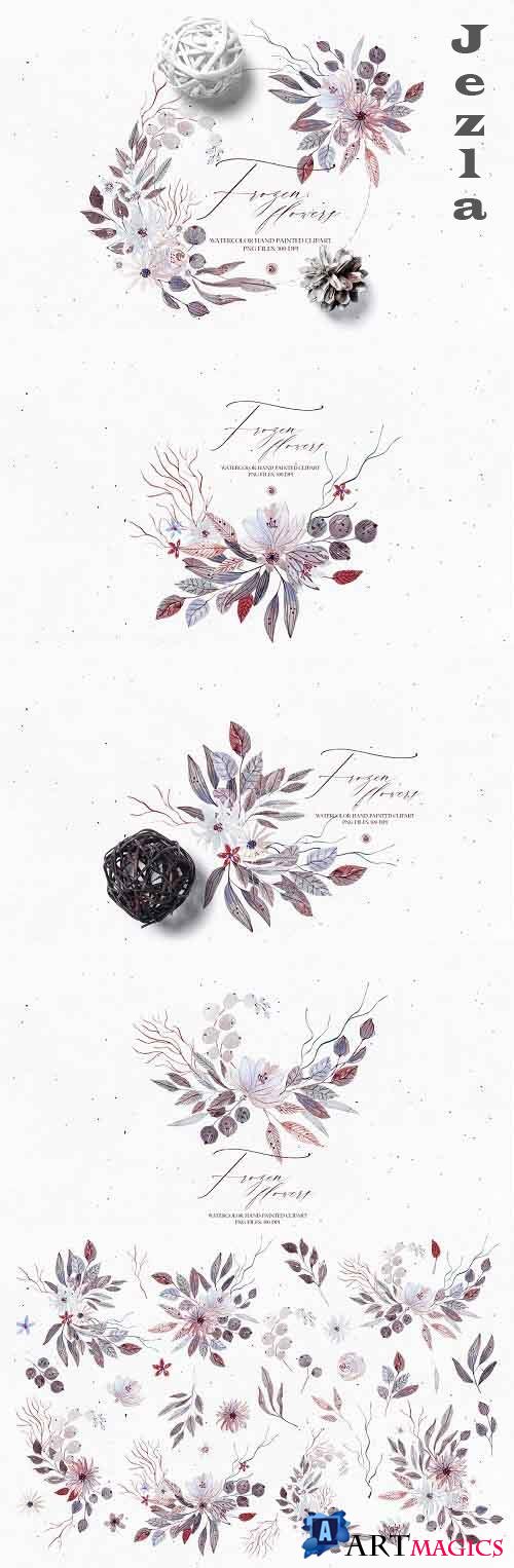 Watercolor set - Frozen Flowers - 5489775
