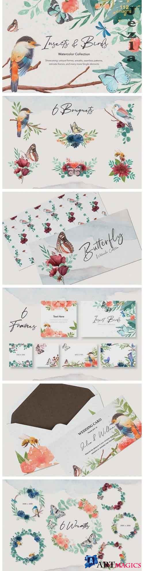 Insects & Birds Watercolor Set - 5504803