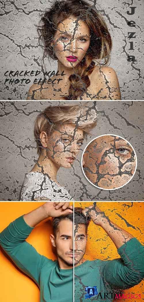 Cracked Wall Photo Effect Mockup 386971092