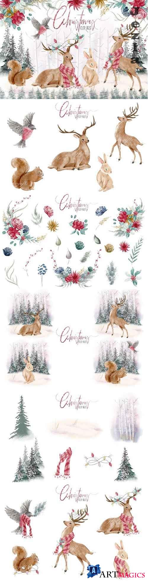 Woodland Christmas clip art - 991246