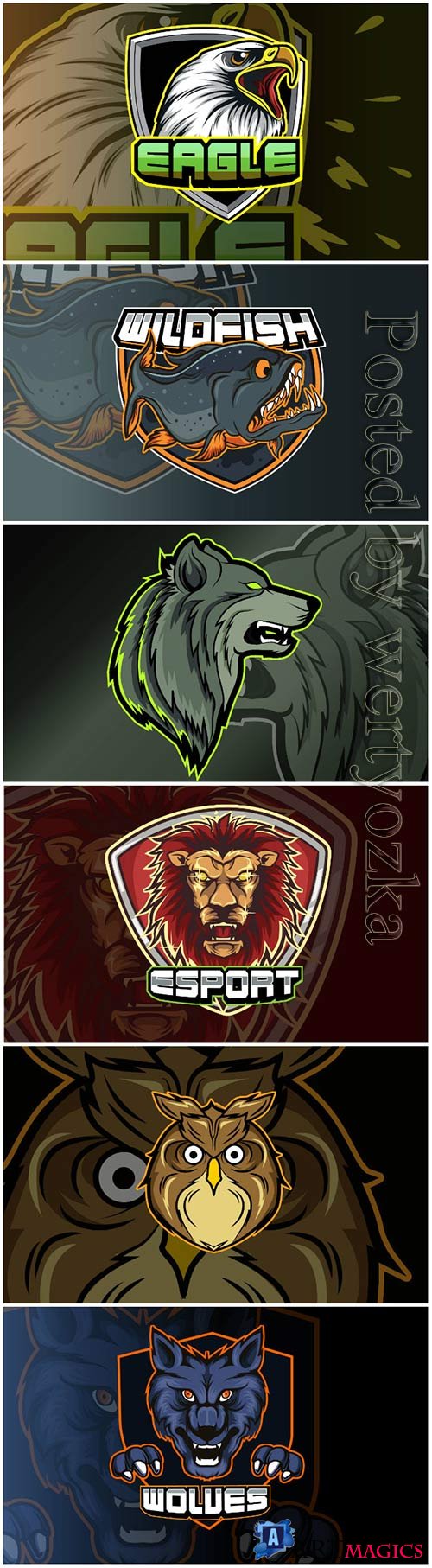 Mascot for sports and esports logo isolated premium vector vol 4