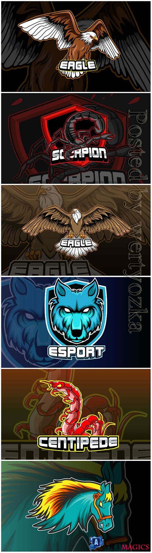 Mascot for sports and esports logo isolated premium vector vol 2