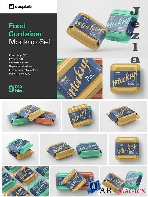 CreativeMarket - Plastic Food Container Mockup Set 5548996