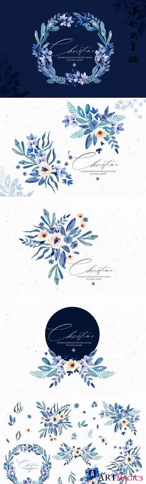 Watercolor floral set - Christine - 5503082