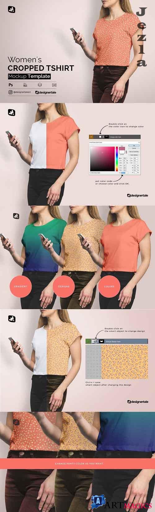 CreativeMarket - Women's Cropped Tshirt Mockup 4728864