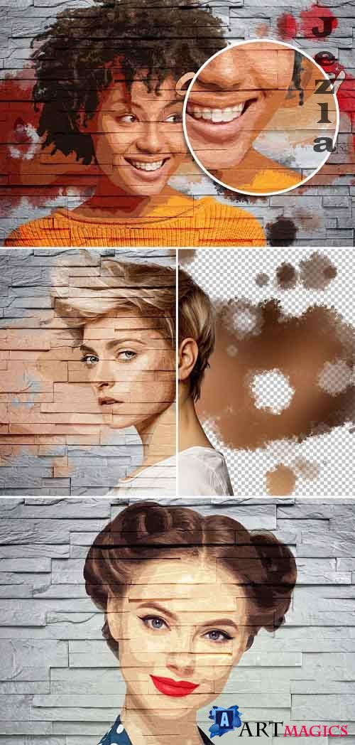 Graffiti Photo Effect on Brick Wall Texture Mockup 391326123