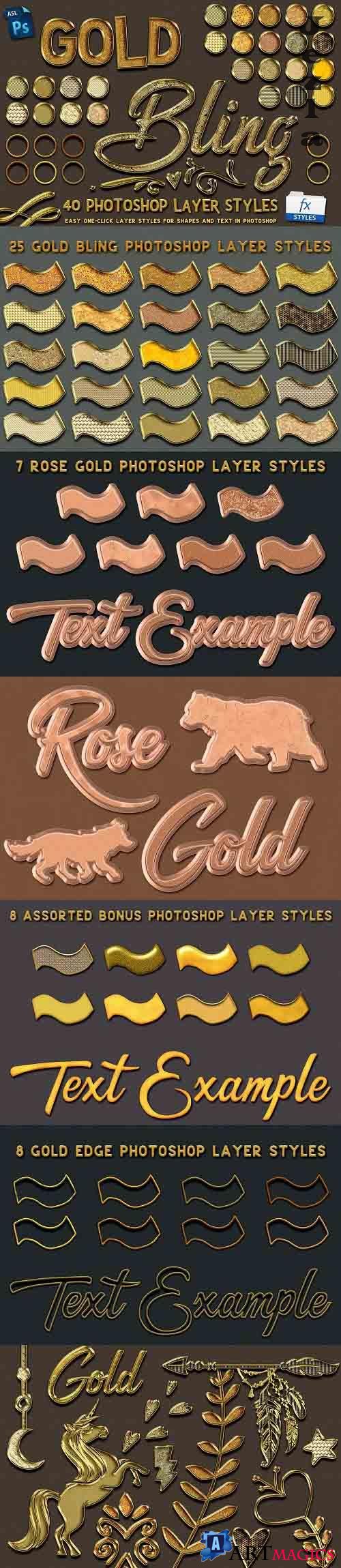 CreativeMarket - Gold Bling Photoshop Layer Styles 5115006