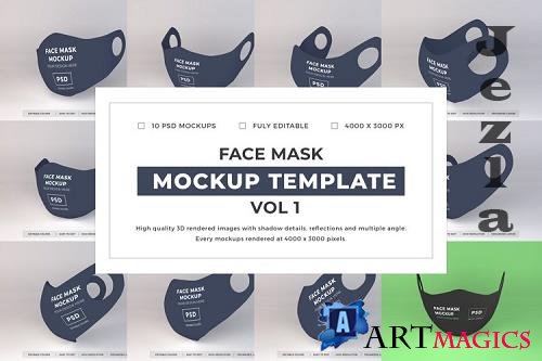 Face Mask Mockup Template Bundle Bol 1 - 1052634