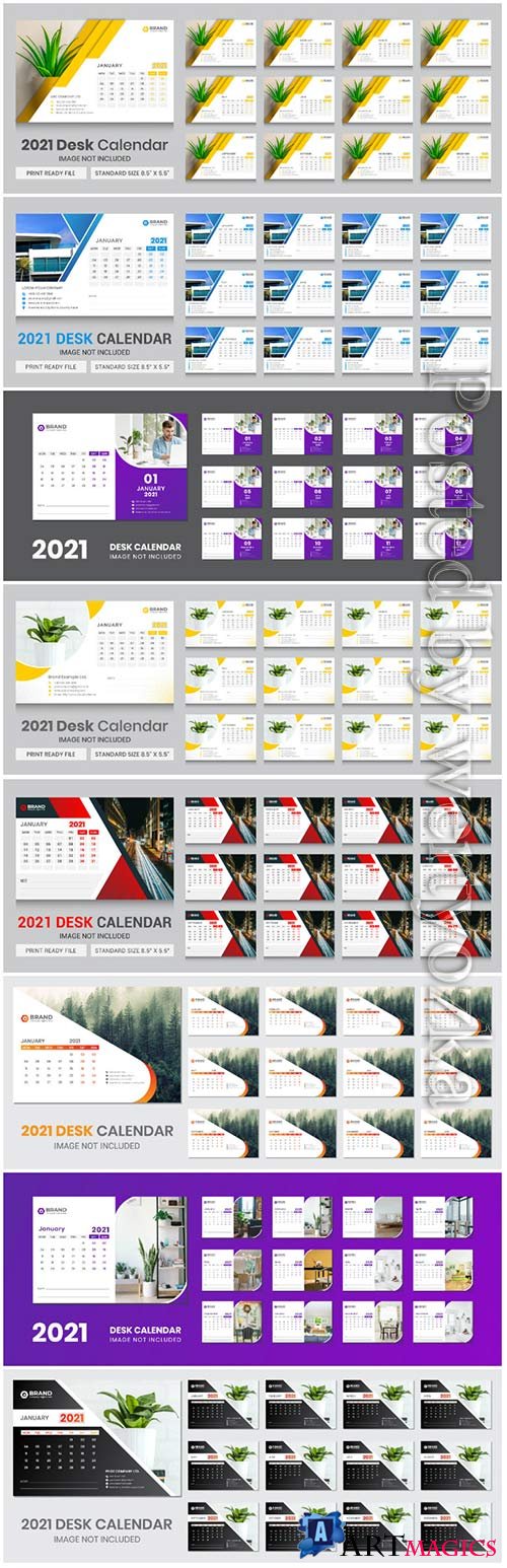 Desk calendar 2021 template design for new year vol 8