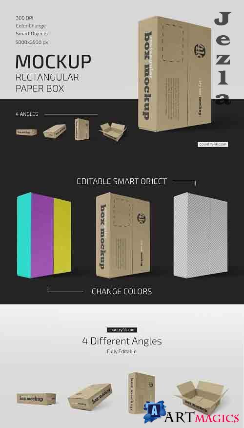 CreativeMarket - Rectangular Paper Box Mockup Set 5636839