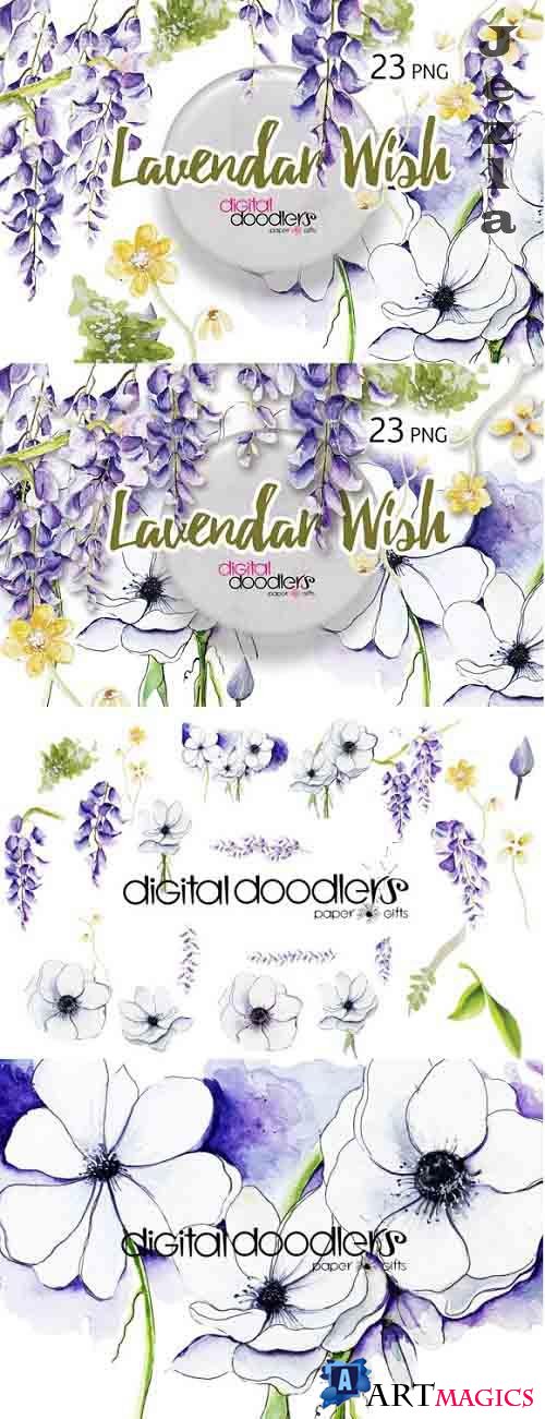 Lavender Wish - 298633 - Wisteria Wish Watercolor Flowers