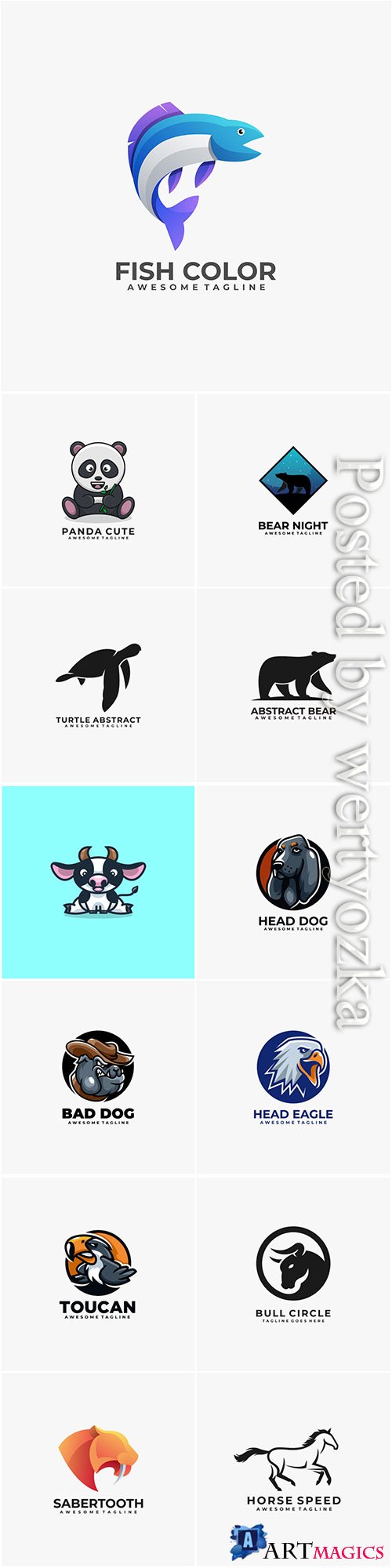 Animals and birds logos in vector