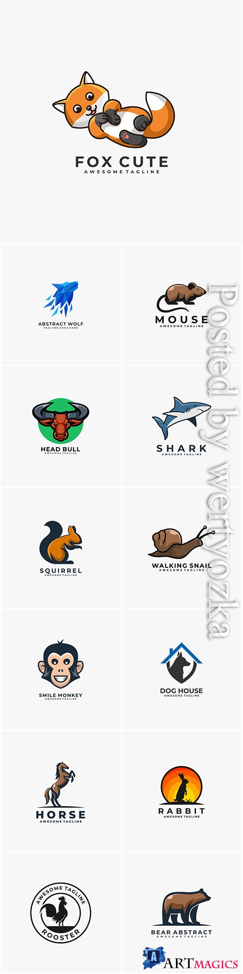 Animals and birds logos in vector vol 3