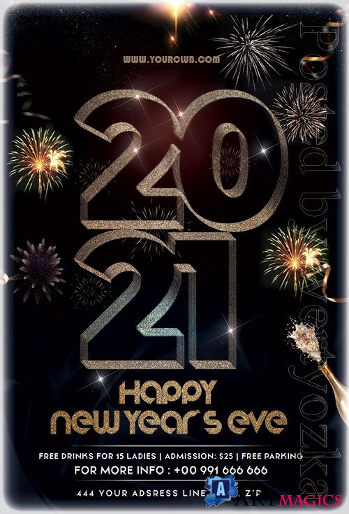 Happy New Year Eve 2021 PSD Flyer Template