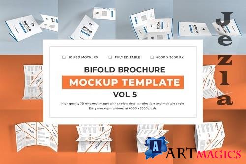 Bifold Brochure Mockup Template Bundle Vol 5 - 1058250