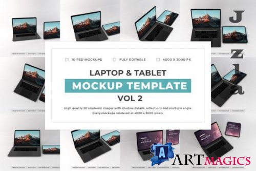 Laptop and Tablet Mockup Template Bundle Vol 2 - 1080103