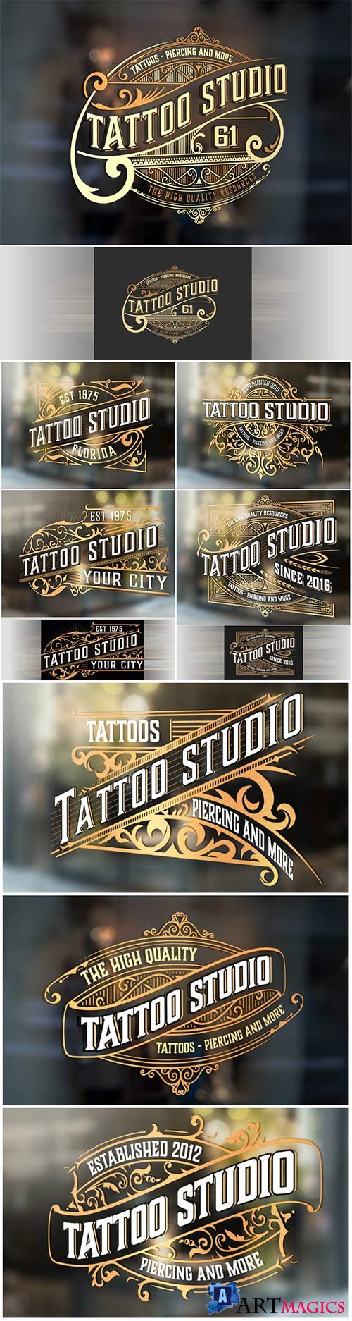  Logo tattoo with gold vector elements