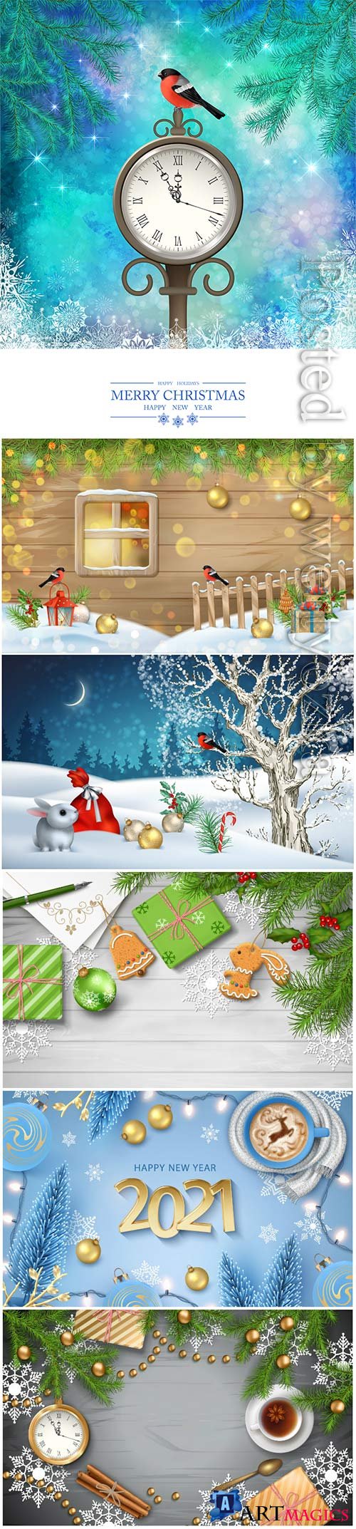Christmas and new year vector party poster
