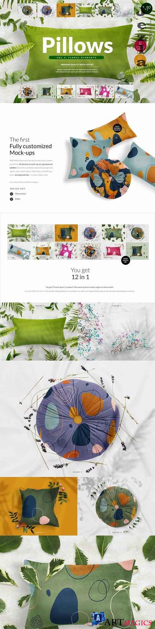 CreativeMarket - Pillows vol.4: with floral elements 5367751