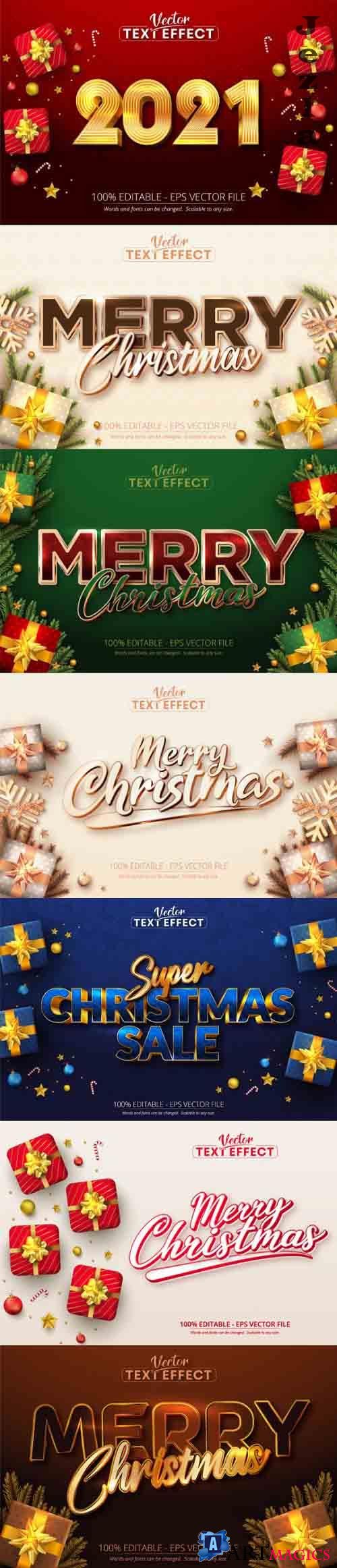 Editable font effect text collection illustration design 237 - Merry Christmas