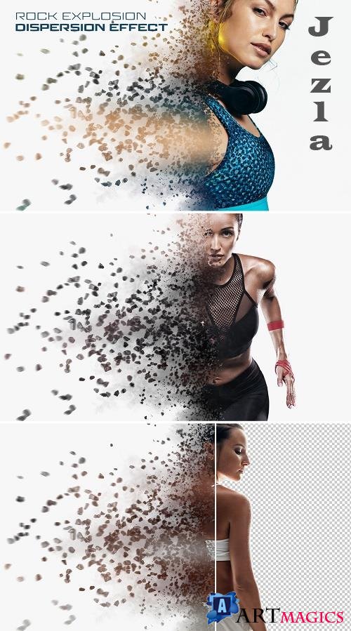 Dispersion Photo Effect with Rock Explosion Mockup 398357771