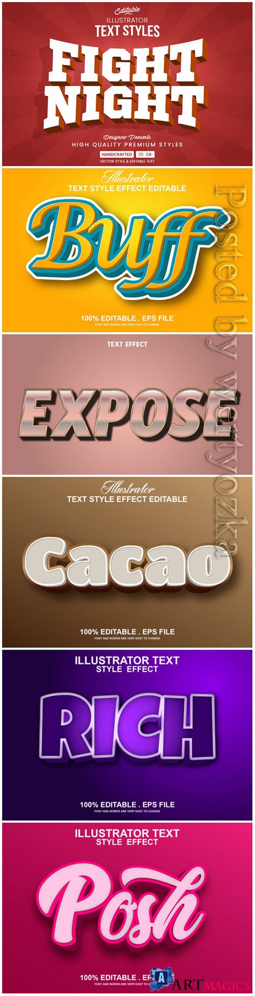 3d editable text style effect vector vol 95