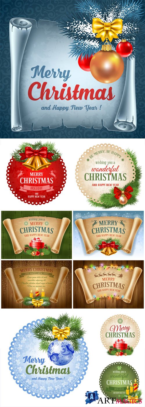 New Year and Christmas illustrations in vector 39