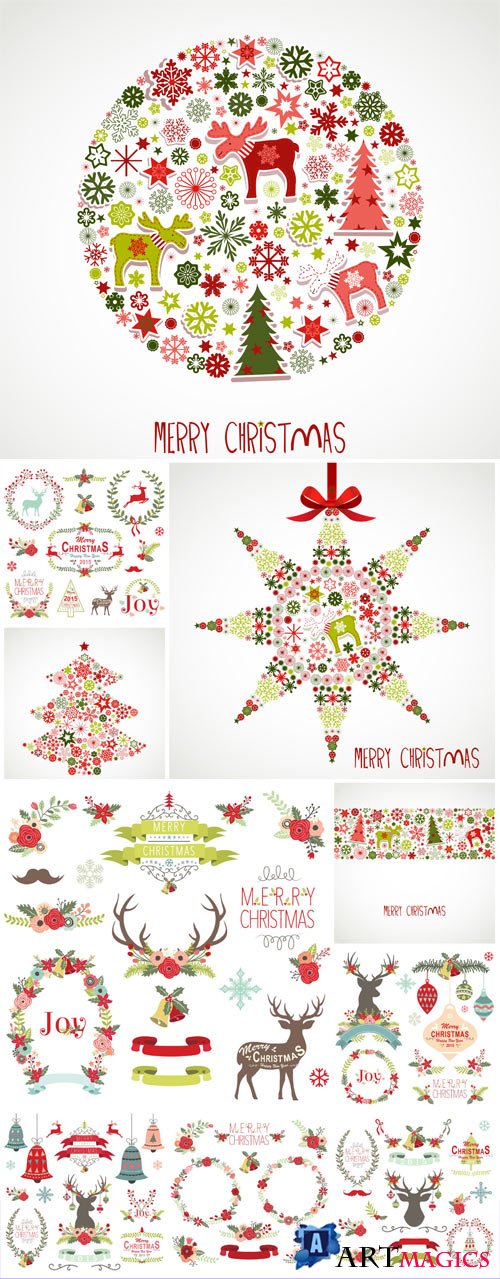 New Year and Christmas illustrations in vector 31