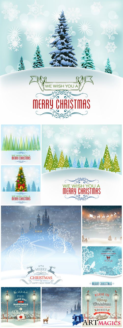 New Year and Christmas illustrations in vector 29
