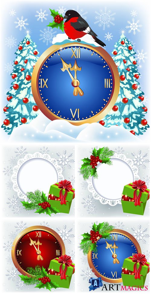 New Year and Christmas illustrations in vector 16