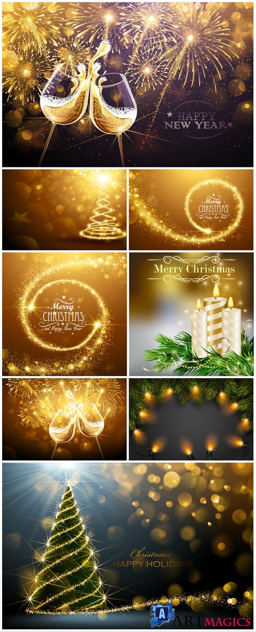 New Year and Christmas illustrations in vector 14